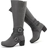 Ruiee Knee High Boots for Women Chunky Heel Casual Comfort Pointed Toe Boot Womens Fashion Fall Winter Knee-High Boots.