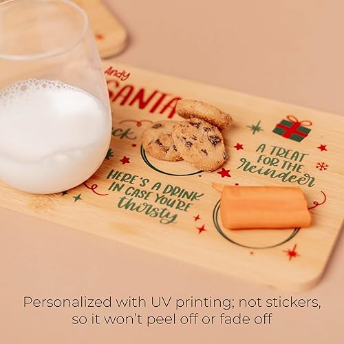 Custom Wooden Christmas Cookies and Milk for Santa Tray