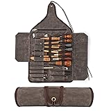 TOURBON Waxed Canvas Tool Roll Up Bag, 25-Pocket