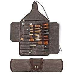 TOURBON Waxed Canvas Tool Roll Up Bag, 25-Pocket