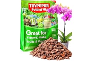 TOYPOPOR Orchid Potting Mix, Orchid Bark with Perlite, Potting Soil Medium for Plants Indoor, Pine Bark Wood Chips for Houseplant Fast Drainage, Water Retention, Air Flow and Root Ventilation 1 Quart