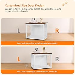 DWANTON Dog Crate Furniture with Cushion, Wooden