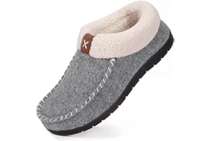 VeraCosy Women's Moccasin Slippers Warm Comfy Wool-felt Memory Foam Indoor House Shoes