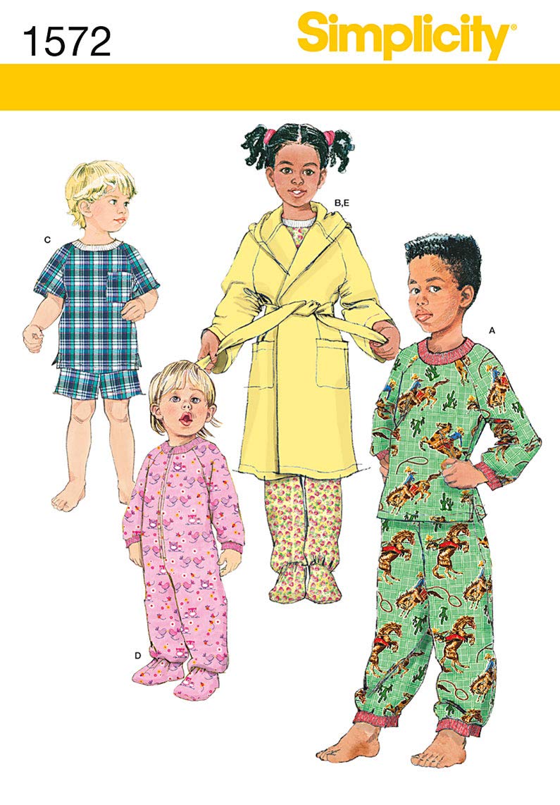 Simplicity Sewing Pattern 1572: Toddlers' and Child's Sleepwear and Robe, Size, Paper, White, AA (1/2-1-2)