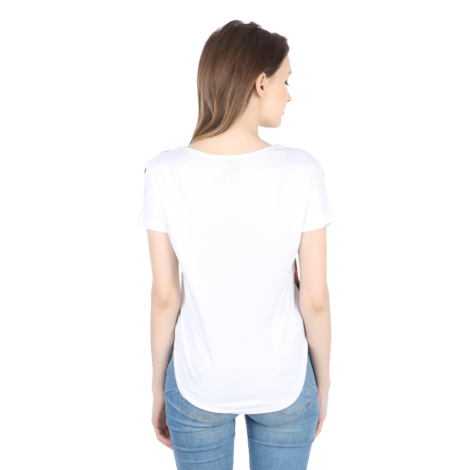 strak womens' white comfortable cotton printed designer top