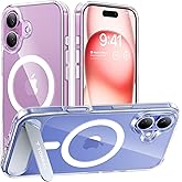 TORRAS for iPhone 16 Plus Case Diamond Clear | Strong Magnetic & Seamless Stand, Fit for MagSafe, Military-Grade Drop Protection, Sturdy Adjustable Built-in Kickstand, Slim Anti-Yellowing