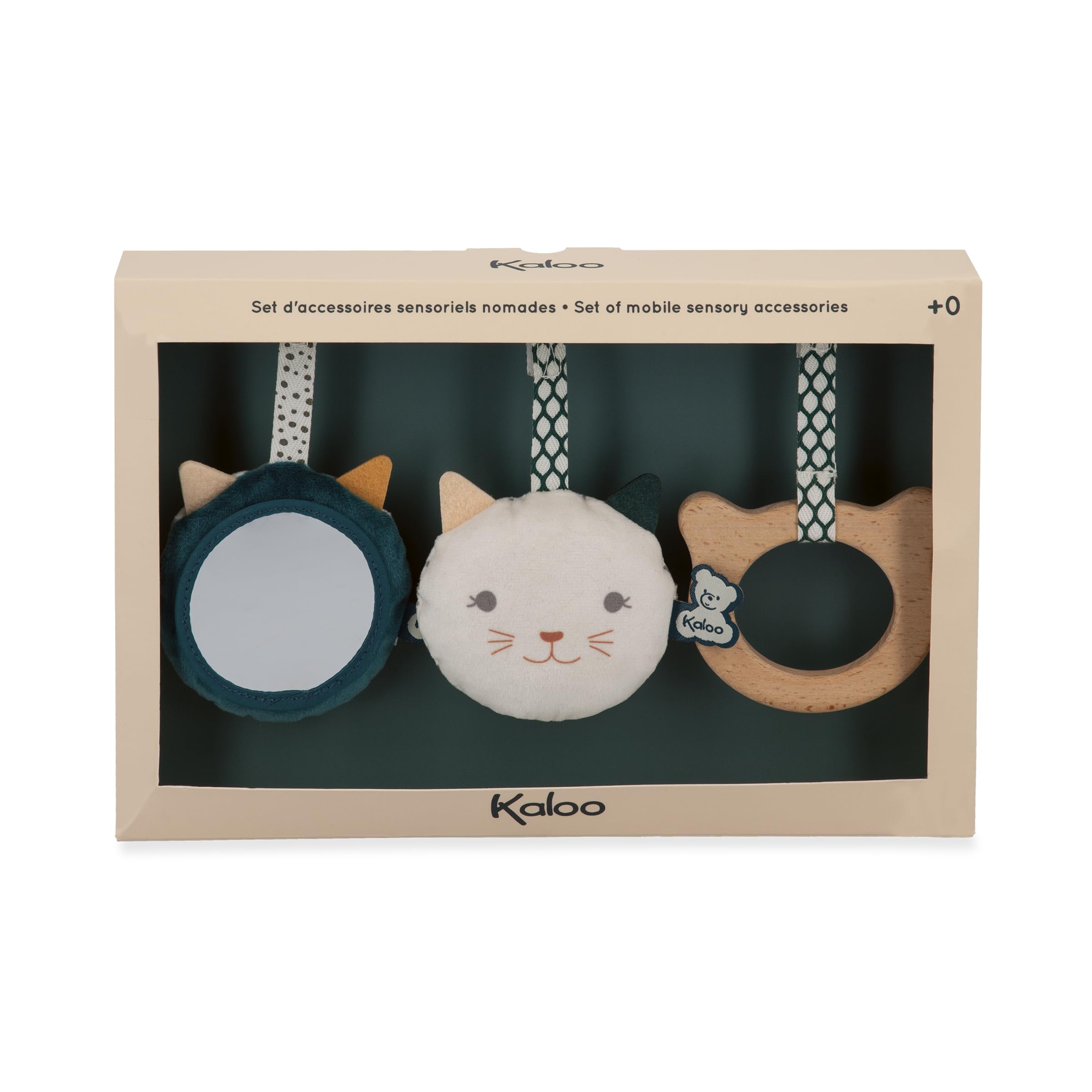 Kaloo - Stimuli - 3 Portable Sensory Accessories - Cat Toys - Baby Accessories - Fine Motor and Hearing Development Toys - 0 Months +, K227003