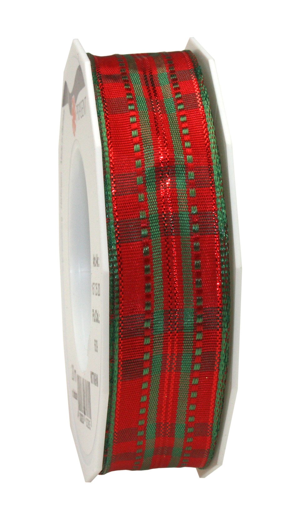 PRÄSENT - Nottingham Wired Ribbon red-green 25 mm width, 20 m length