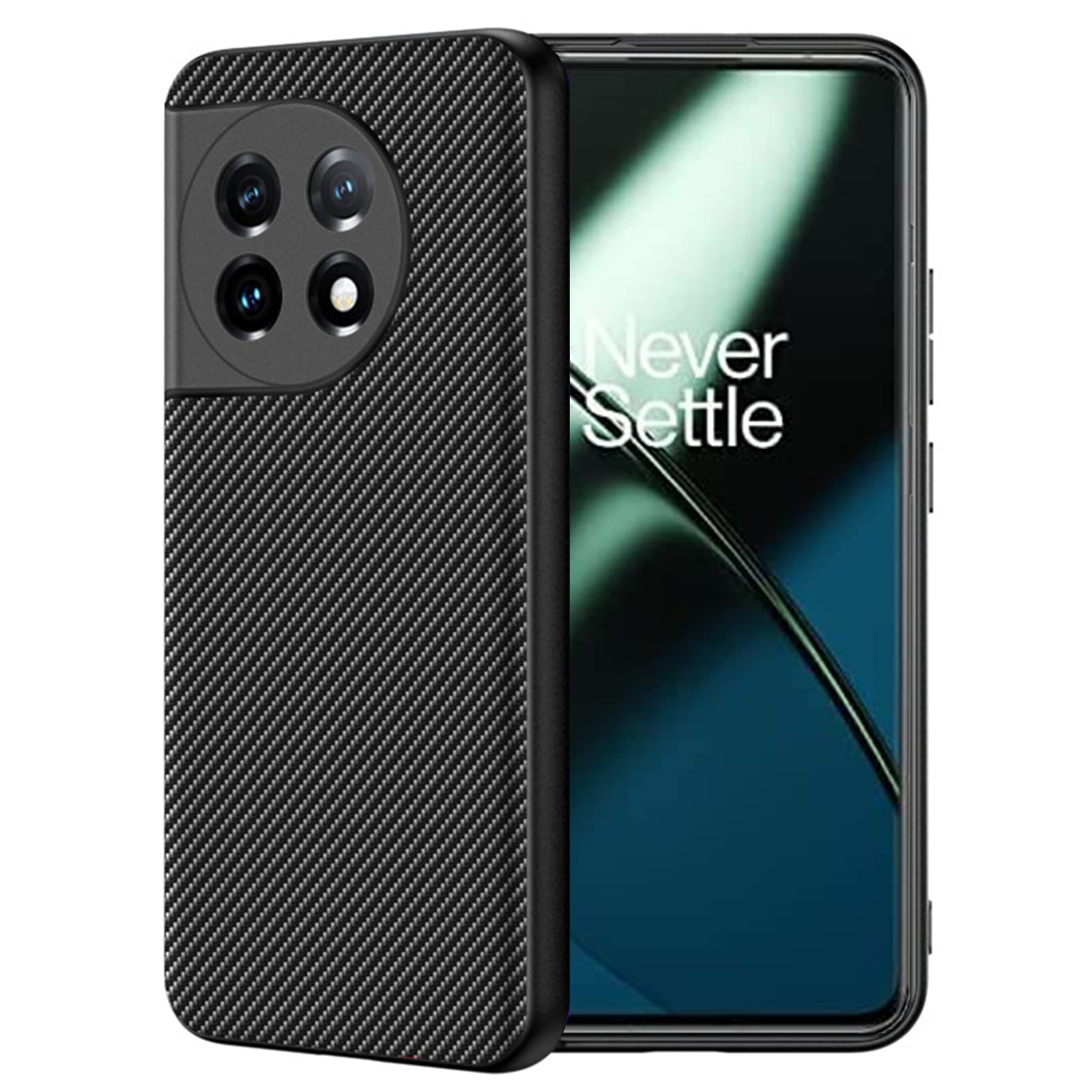 Miimall for OnePlus 11 Case, PU Leather Ultra-Thin Shell Fingerprint-Proof Shockproof PC Bumper Protective Case Cover for OnePlus 11(Black)