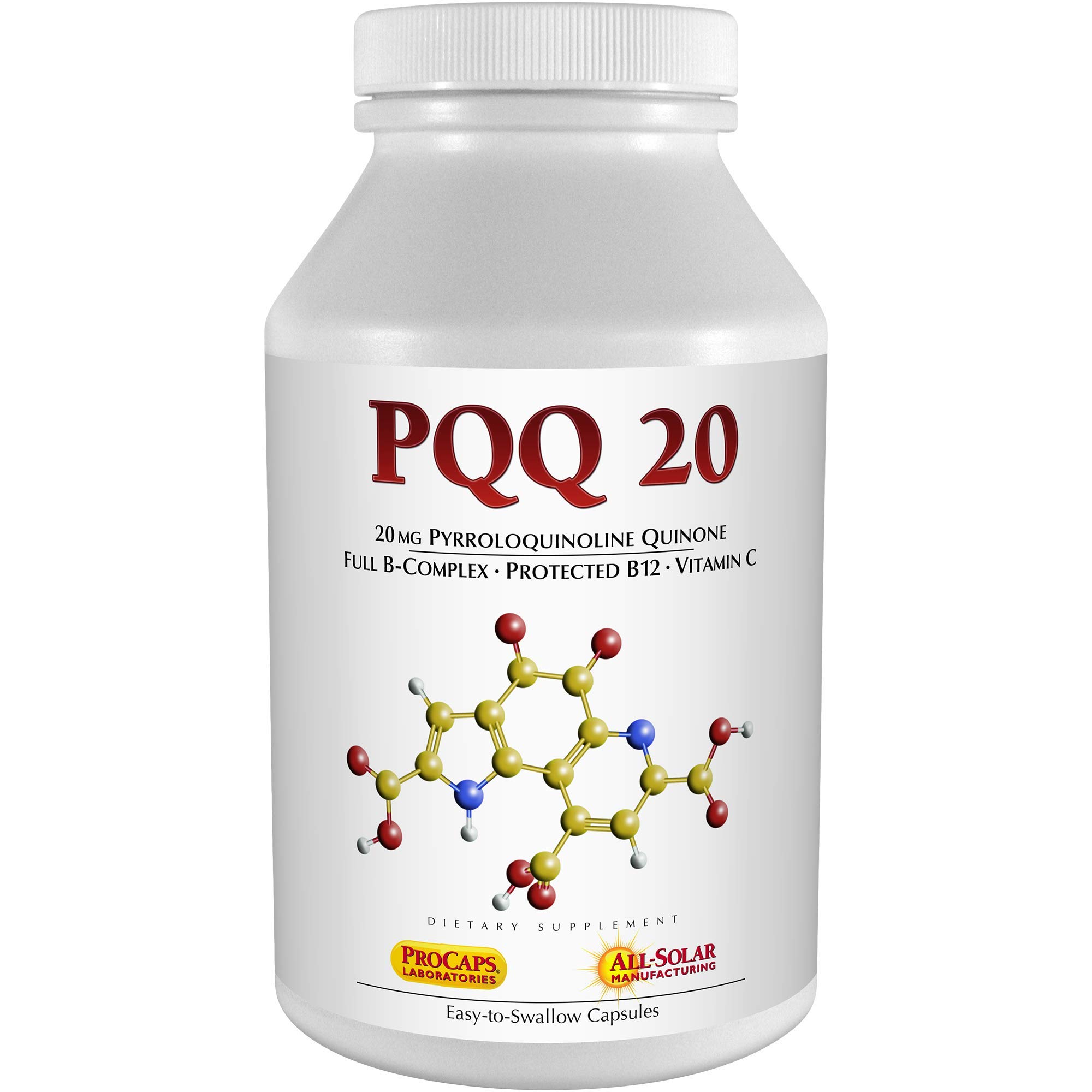 ANDREW LESSMAN PQQ 20mg - 240 Capsules - 20mg Pyrroloquinoline Quinone, Natural Protective Compound Supports Vital Organs, Heart, Brain, Liver, Immune System. Mitochondrial Biogenesis, No Additives