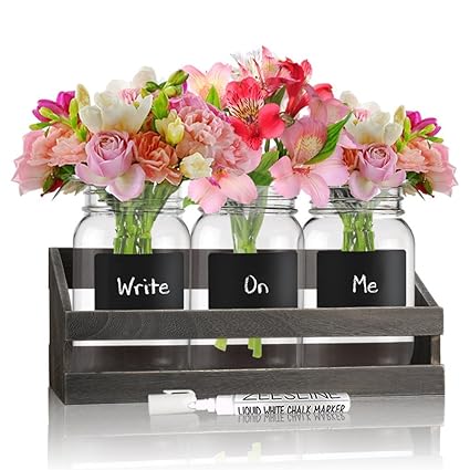 Buy Set Of 3 Chalkboard Glass Jars On Wooden Tray Utensils