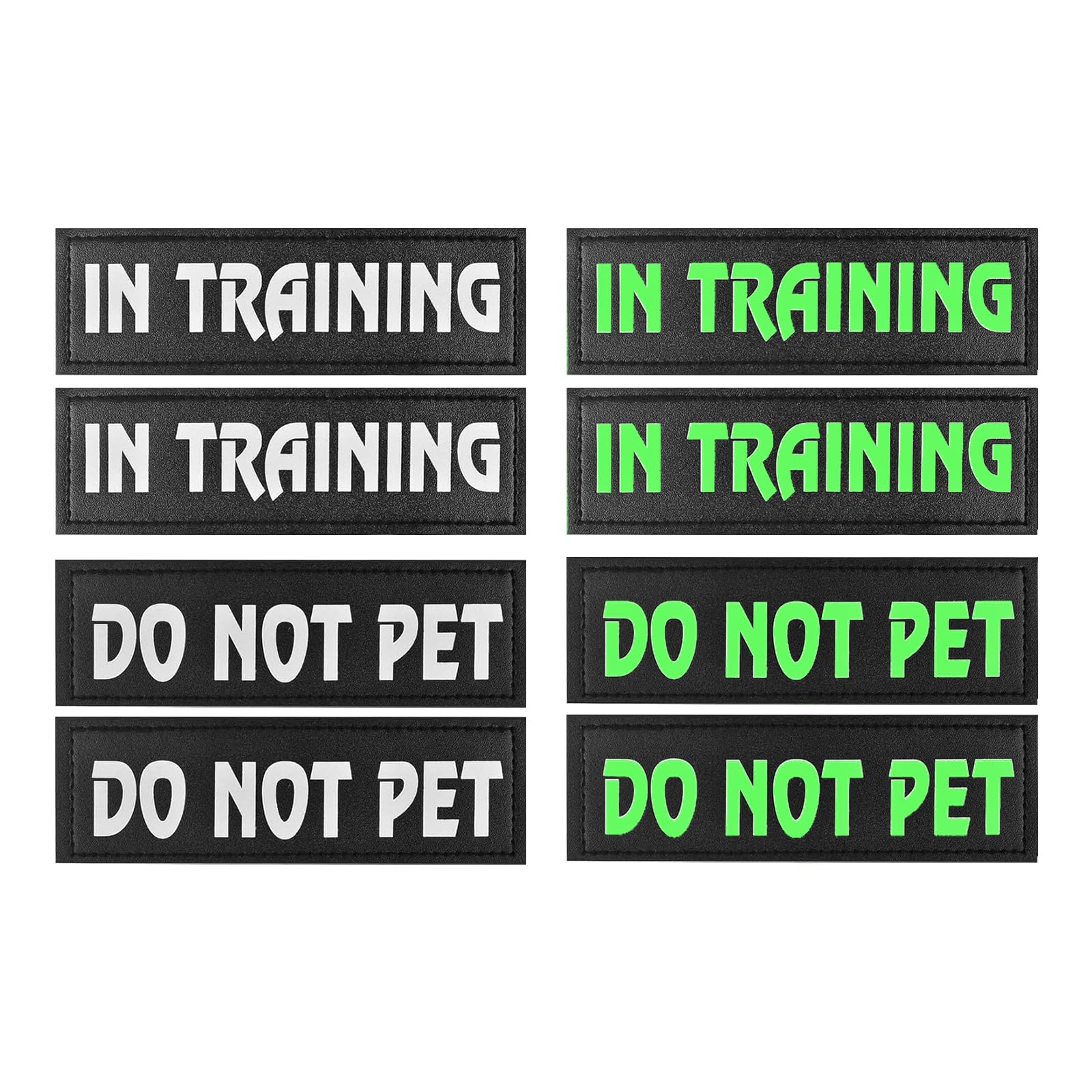 Photo 1 of 4 Pcs DO NOT PET Dog Harness Patches with Hook Backing, in Training Patch Tactical Dog in Training Harness, Reflective and Removable Tags (6.2 X 1.9) Inch
