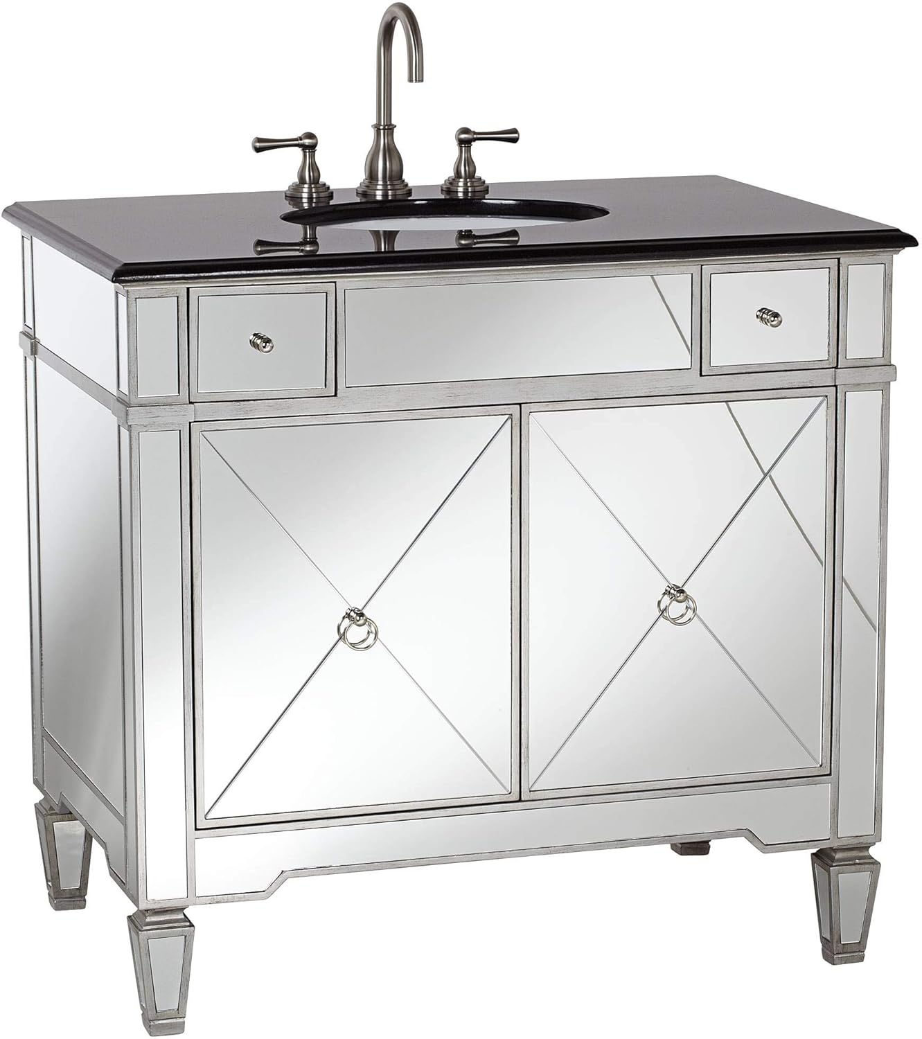 Lamps Plus Mirrored And Black Granite Bathroom Sink Vanity Amazoncouk Kitchen Home