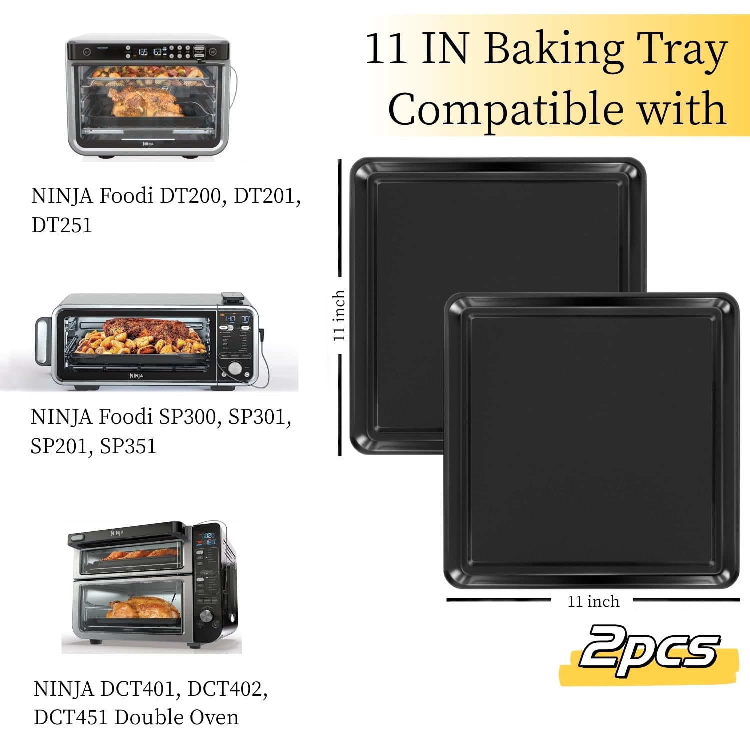 11 Inch Baking Sheet, Baking Pan for Ninja DCT451 DCT401 DT251 DT201 DT200 SP351 SP300 SP301 SP201 Air Fryer Oven, Cookie Sheets for Baking, Baking Tray for Ninja Foodi Air Fryer Accessories
