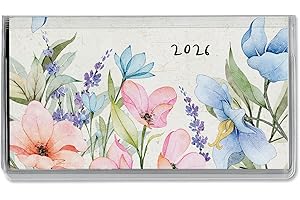 CURRENT 2026 Meadow Dance Planner Pocket Calendar & Memo Pad, 3.5-Inch x 6.5-Inch Size Closed, Bookstore-Quality Monthly Floral Purse Calendars With 30 Note Pages for Kitchen & Office