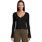Madewell Womens Ribbed Merino Flare Sleeve Vneck Clari