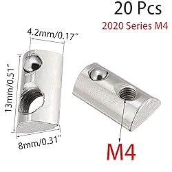 20 Pcs 2020 Series T Spring Nut, M4 Thread Roll in