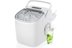 ICEVIVAL Countertop Portable Ice Maker Machine with Handle, 26lbs/Daily, 9 Ice Ready in 6 Mins, Self-Cleaning Ice Makers Countertop with 1.3lbs Basket and Scoop for Home, Kitchen, Camping, RV (White)