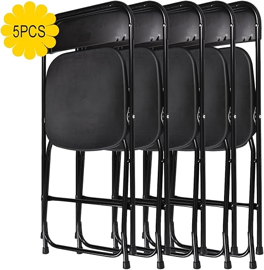 Amazon Com Sandinrayli 5 Pack Black Plastic Folding Chair Outdoor