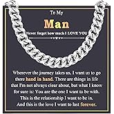 8MM Cuban Link Chain for Men, To My Man Husband Dad Uncle Grandpa Stepdad Son in Law Stainless Steel Necklace Gifts for Men Birthday Christmas Valentines Fathers Day Anniversary Thanksgiving Gifts