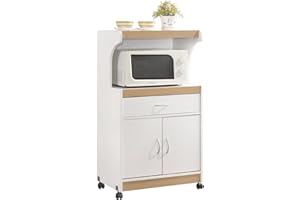 HODEDAH IMPORT Microwave Kitchen Cart, White
