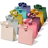 Vitalizart Paper Gift Bags With Ribbon Handles Small Assorted Bulk Pack | 10 Reusable Bags Set For Gift Wrap Girls Kids Birthday Bridal Shower Party Favors Goodie Candy Christmas 5.91"x3.54"x7.28"