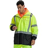 SRsafety High Visibility Rain Gear, Class 3 High Visibility Work Rain Gear for Men, Construction Rain Suits