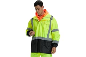 SRsafety High Visibility Rain Gear, Class 3 High Visibility Work Rain Gear for Men, Construction Rain Suits