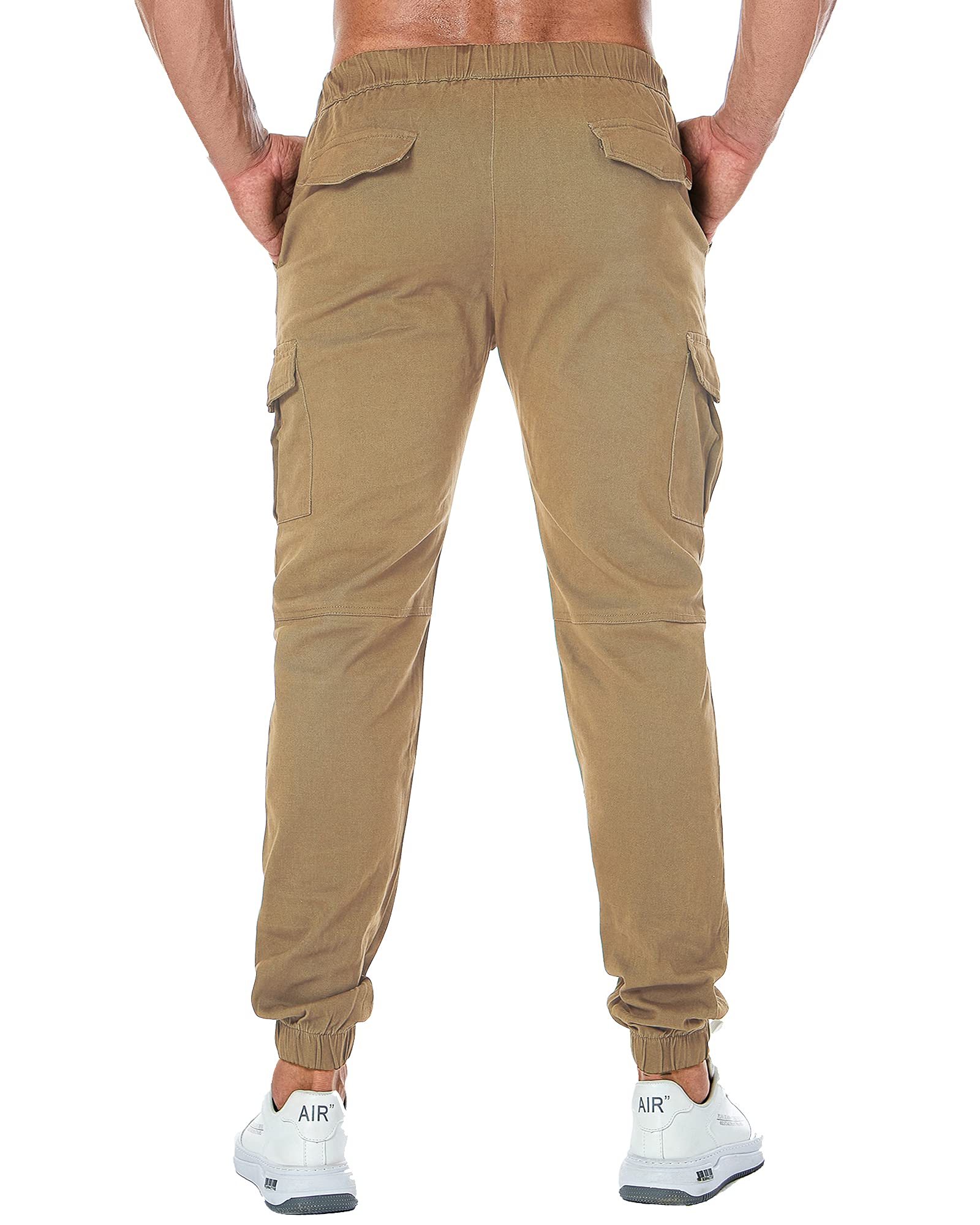 ZOEREA Herren Hose Chino Cargo Hose Jogginghose Herren Baumwolle Braun Casual Sweatpants Herren Freizeithose Elastische Pants L 4