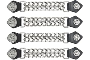 EXCELSIOR INTERNATIONAL 2nd Amendment Vest Extenders – Unisex Biker Motorcycle Vest Chains, Durable Chrome Extenders (4", 6.5") – Set of 4 Patriotic Accessories