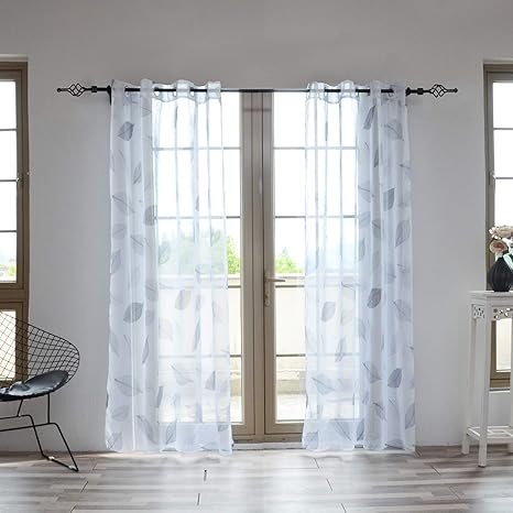 Wellyoung Sheer Curtains Bedroom Curtain Voile 2 Panels