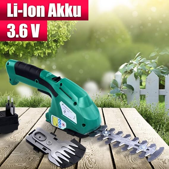 Akku Gras und Strauchscheren Elektrisch Set mit 3,6V Akku (50 min
