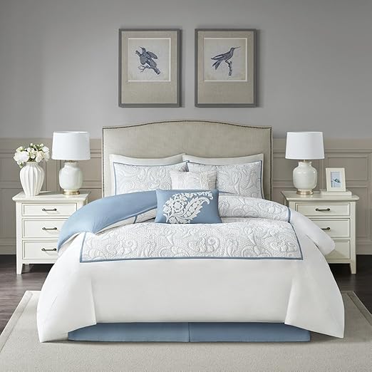 Amazon Com Harbor House Boxton Comforter Set Blue Home Kitchen