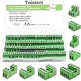 Tnisesm 21Pcs Screw Terminal Block Connector K 5.08mm Pitch Pluggable (2Pin 3Pin 4Pin 5Pin) 300V 15A for 28-12AWG Cable