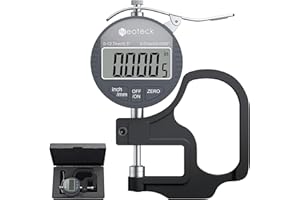 Neoteck Digital Thickness Gauge 0.5inch/12.7mm,0.0005inch/0.01mm LCD Display with Inch/MM Conversion One-Hand Quick Press Thickness Measuring Tool for Measuring Leather Paper Fabric Film etc.-Silver