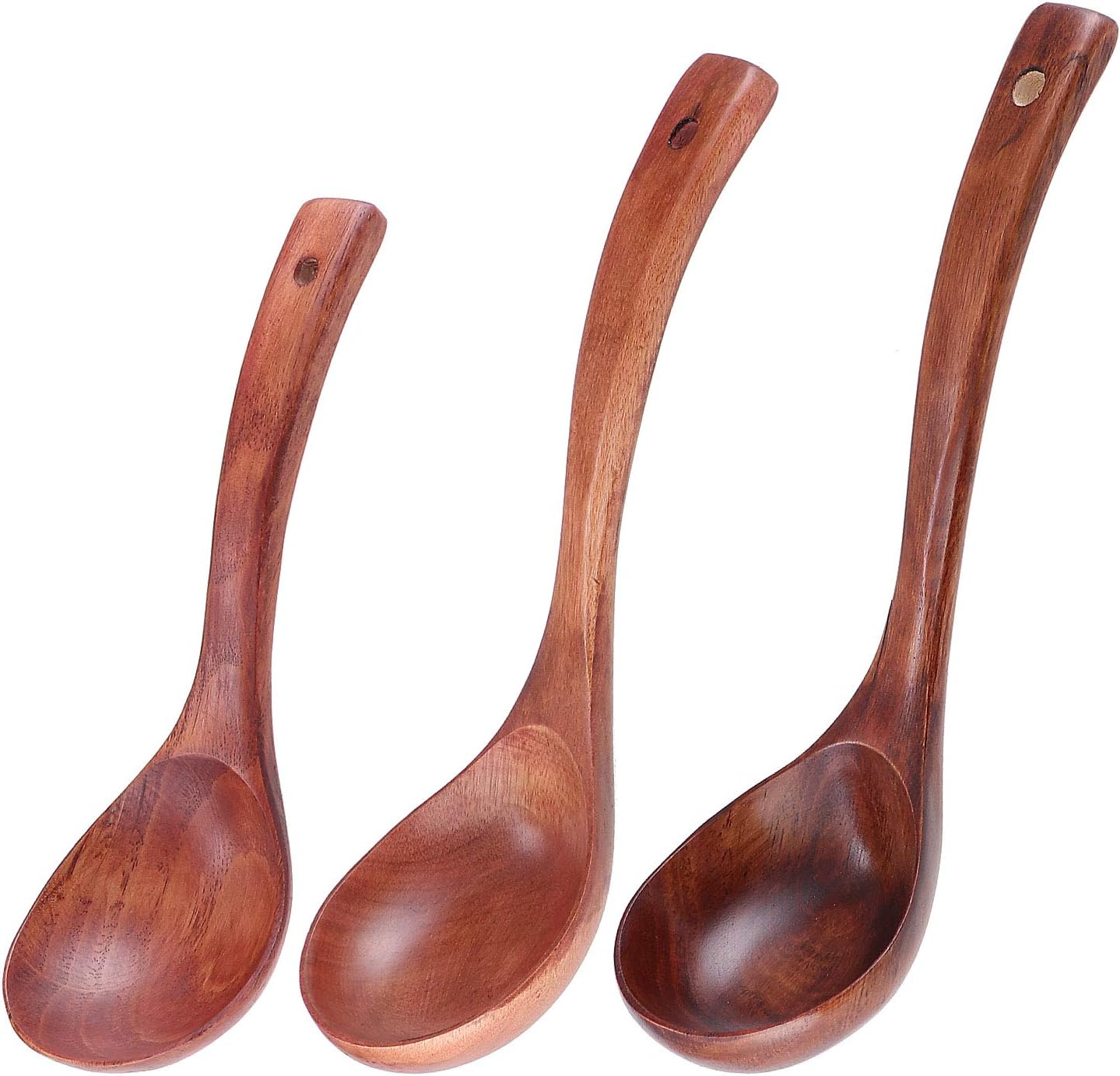 Cucharón de sopa de madera, cuchara de sopa de madera natural, cuchara