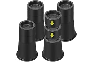 Yookwutar 4 Pack Bed Risers 8 Inch Heavy Duty, Adjustable Furniture Risers Lift Height 7.6", 5.8", 4" for Table Desk Couch Chair Sofa Cabinet Bed Frame Dorm, Round Stackable Table Leg Risers, Black