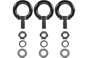 PATIKIL M8x15mm Lifting Shoulder Eye Bolt, 3Pcs 304 Stainless Steel Lifting Ring Threaded Eyebolt with Hex Lock Nut/Lock Wash