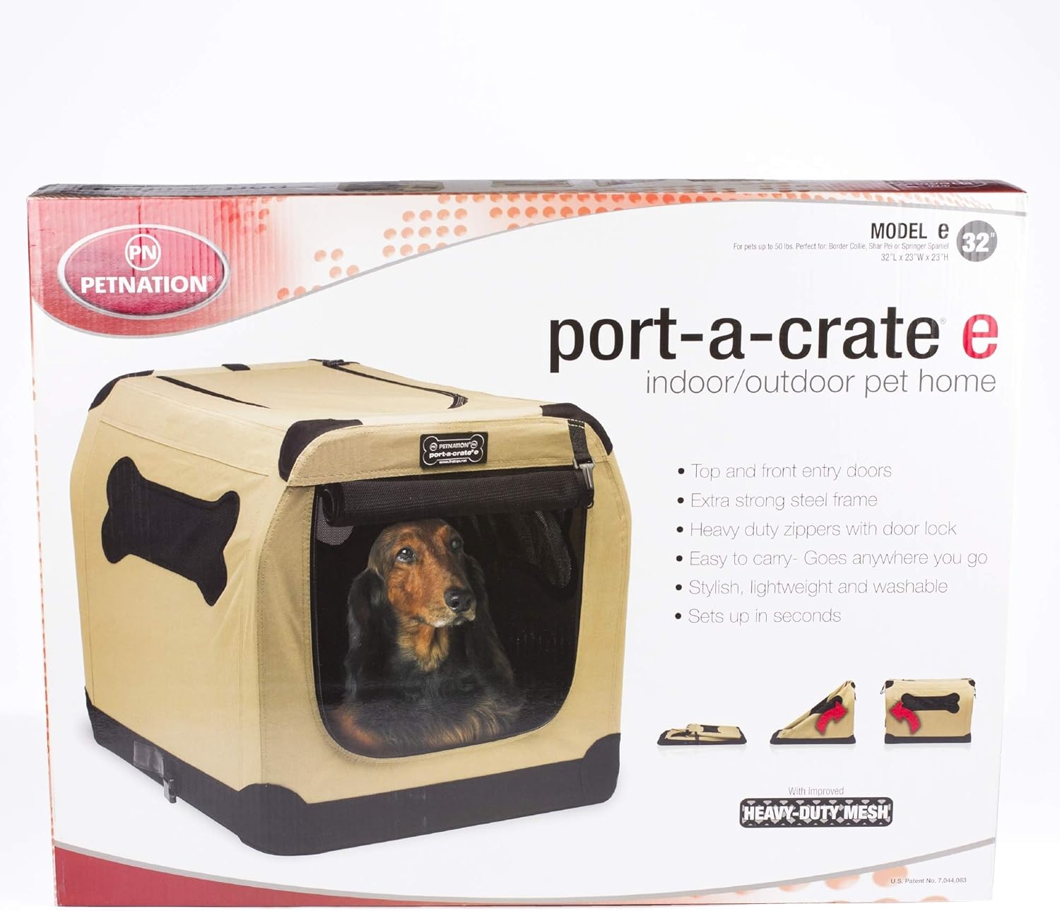 Petnation 612 Port-A-Crate Indoor and Outdoor Home for Pets 32 Inch : Pet Kennels : Pet Supplies