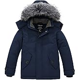 wantdo Boys' Winter Coat Waterproof Puffer Jacket Fleece Parka Hooded