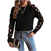SHENHE Women's Cut Out Long Sleeve Cozy Sweaters Crisscross Knitted Going Out Fall Knit Tops