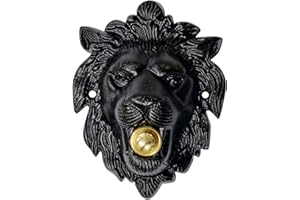 Akatva Lion Shaped Doorbell Button Replacement – Solid Brass Doorbell Ringer Button – Vintage Lion Decorative Bell Push Button with Rustic Handmade Design – Antique Black Finish