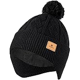 Ocatoma Winter Beanie with Earflap for Men Women Soft Warm Knit hat Fleece Lined Snow Hats Stocking Cap Outdoor