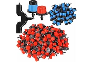 HOUSEUP Drip irrigation emitters, 150+30Pcs/set drip irrigation parts for garden watering system, Adjustable nozzle drip irrigation spray nozzle， Used in vegetable gardens, gardens, orchards, etc,automatic