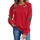 UNIQUEONE Christmas Sweatshirt Women Christmas Xmas Sweater Merry and Bright Long Sleeve Shirts Holiday Pullover Tops