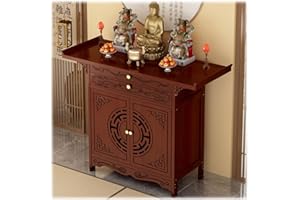 Bamboo Altar Table Buddha Altar with Storage for Home Personal Shrine Stand Meditation Table Buddha Altars Shelf Shrine Buddh