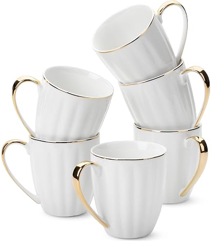Amazon.com: Luxury Bone China Coffee Mug Set of 2, 8oz Lightweight White  Fine Bone China Tea Cups with Gold Thin Rim, Over 45% Bone Content Porcelain  Ceramic Thin Mugs for Espresso Latte