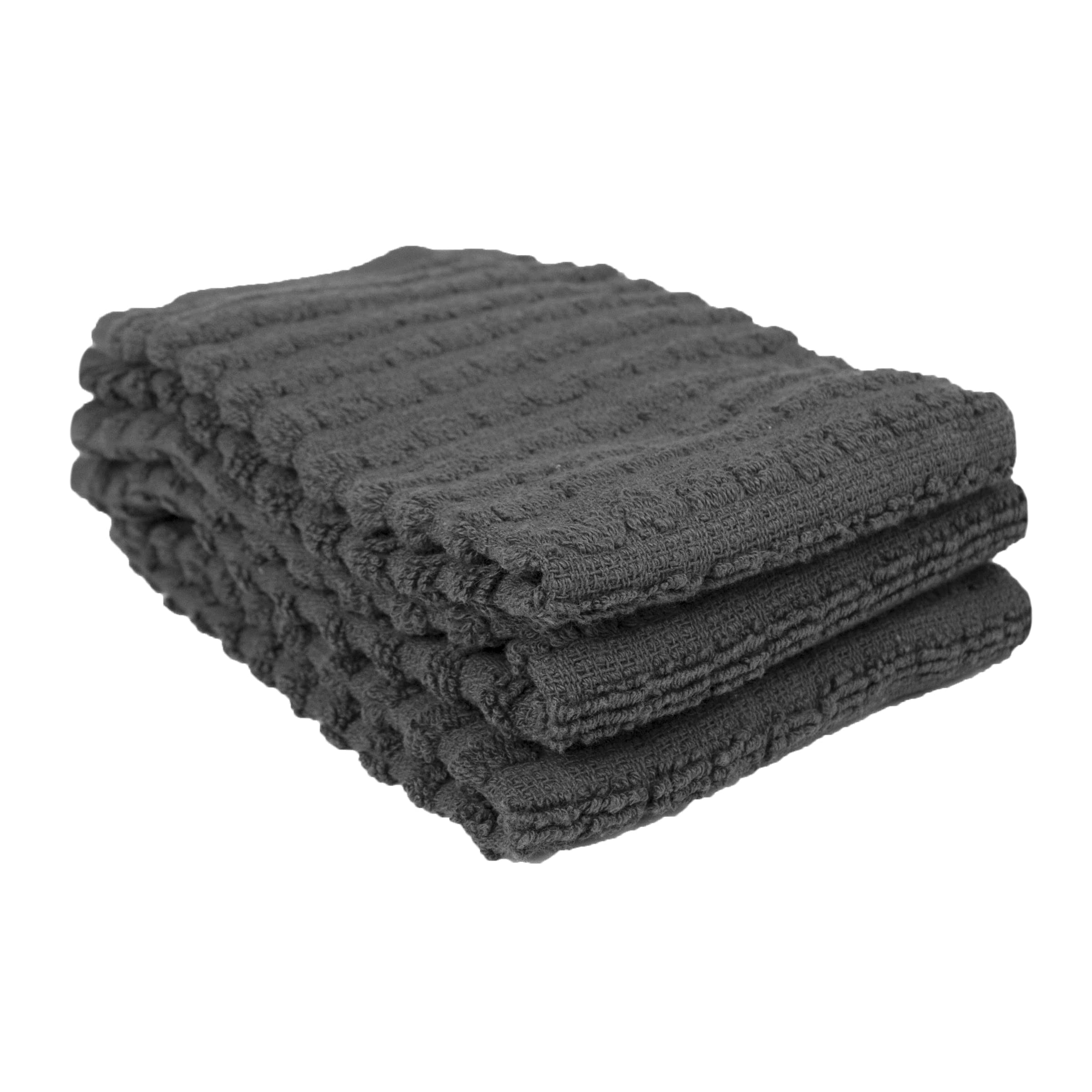 Ritz Kitchen Towels, Cotton, Graphite, Solid, 3-Pack