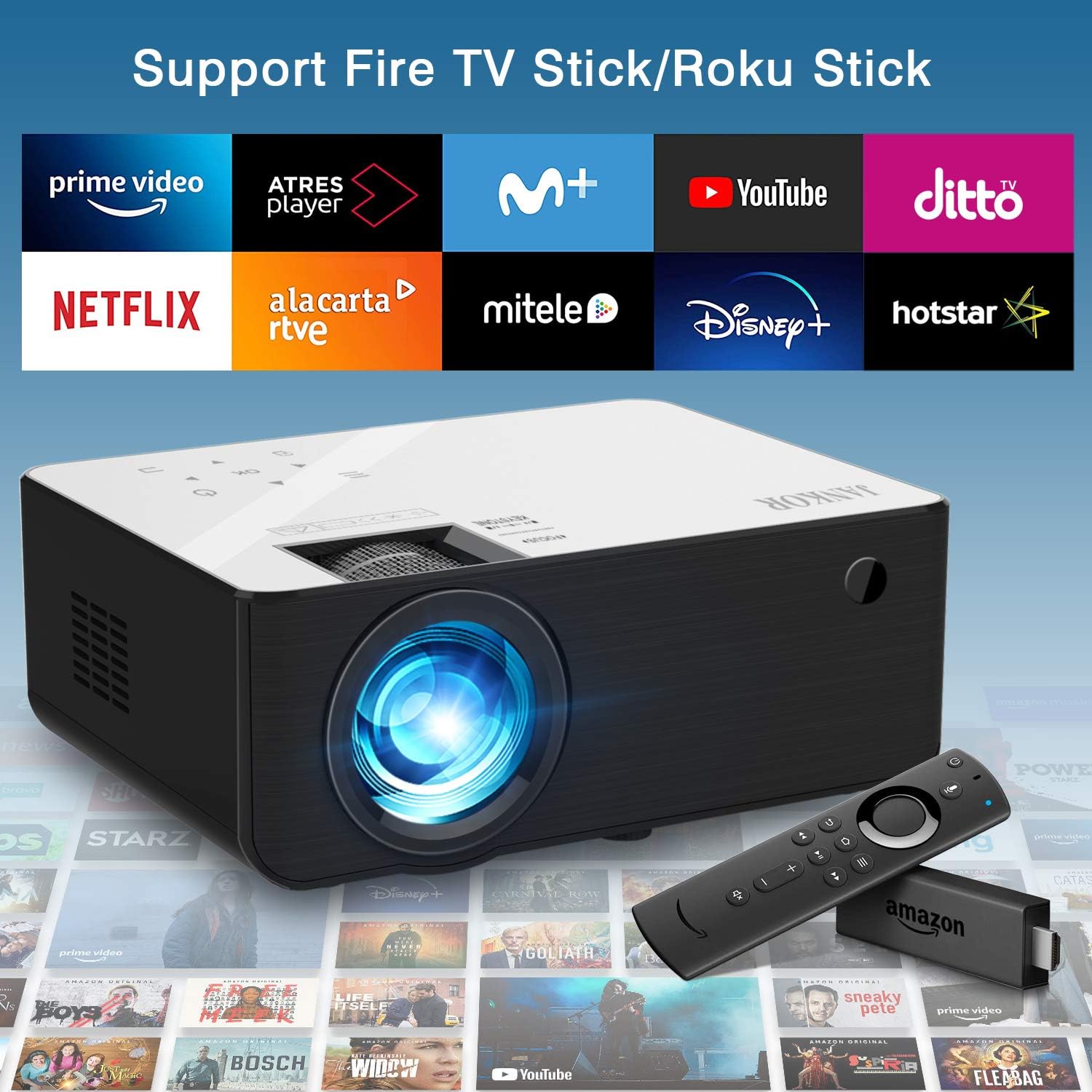 Mini 1080P HD Projector Bluetooth Projector WiFi Projector Compatible