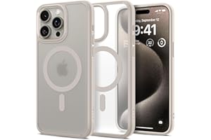 Spigen Magnetic Ultra Hybrid MagFit Designed for iPhone 15 Pro Max Case, [Compatible with MagSafe] [Anti-Yellowing] [Military-Grade Protection] (2023) - Frost Natural Titanium